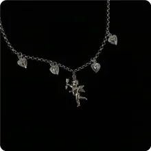 Девушка Стильный Купидон в форме сердца кулон ожерелье Ангел Любовь цепь Чокер Воротник Ожерелье