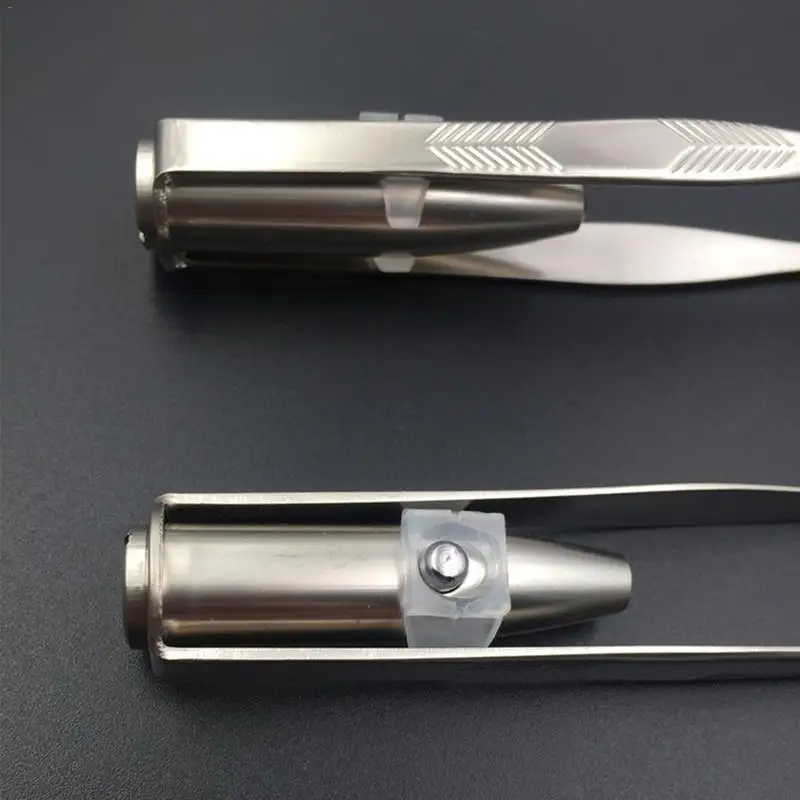 1 PC Professional Pearl Nickel Plating High-quality Stainless Steel Eyebrow Tweezers with LED Light Facial Eyebrow Makeup Tool