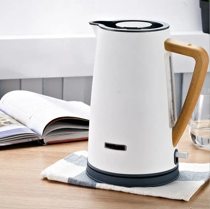 

1800W Boiling Water Kettle Stainless Steel Electric Kettle Wood Handle 1.7L High Capacity Quick Heating Electric Waterpot