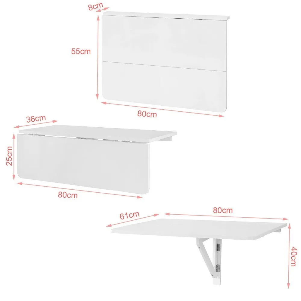 SoBuy FWT02 Folding Wall-mounted Drop-leaf Table, Kitchen & Dining Wood Table Children Desk
