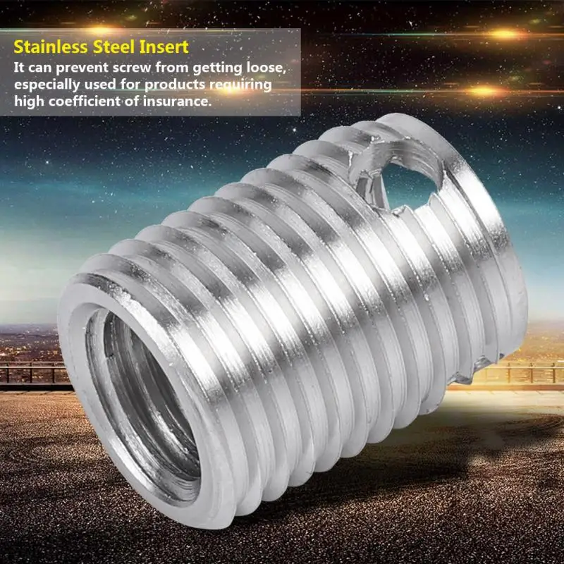 

10Pcs/Set SUS303 Stainless Steel Threaded Repair Inserts 308 Type 3-hole Self-tapping Screw Thread Inserts Nuts wood insert nut