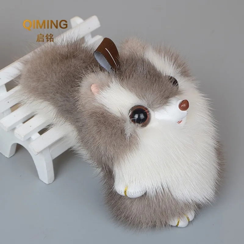 

New 100% Mink Small Squirrel Plush Pendant Backpack Women Accessories Fur Ornaments Anime Cute Chains Girl Gift