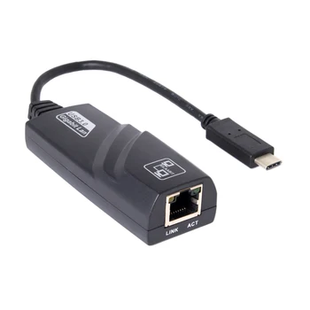 

10pcs/lot Compact Bus-powered USB-C Type-C Male to 1000Mbps Gigabit Ethernet Network LAN Adapter Cable for Lap top Black