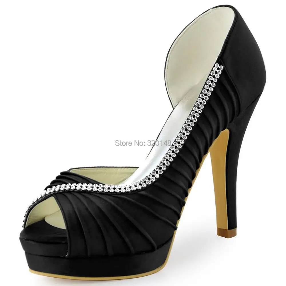 Women Shoes High heel platform wedding Bridal Shoes Black Peep Toe ...