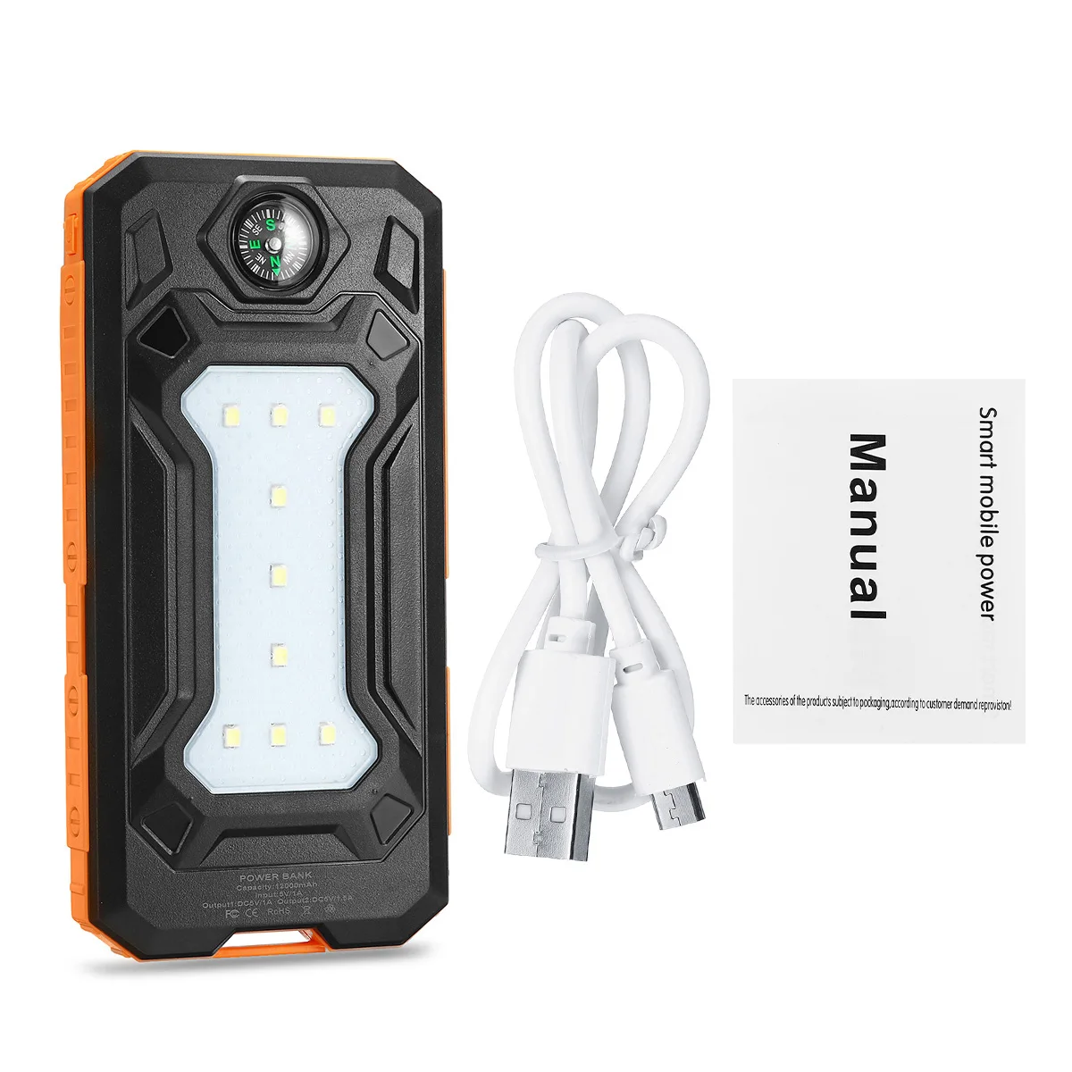 12000mAh Solar Power Bank Portable External Battery Solar Powerbank Charger 2 USB Ports LED lights SOS mode compass for Phone 12000mAh Solar Power Bank Portable External Battery Solar Powerbank Charger 2 USB Ports LED lights SOS mode compass for Phone