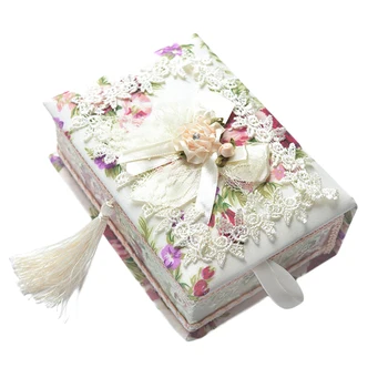 

1 Pc Jewelry Box Lace Flower Rectangle Portable Storage Container Jewelry Case for Earring