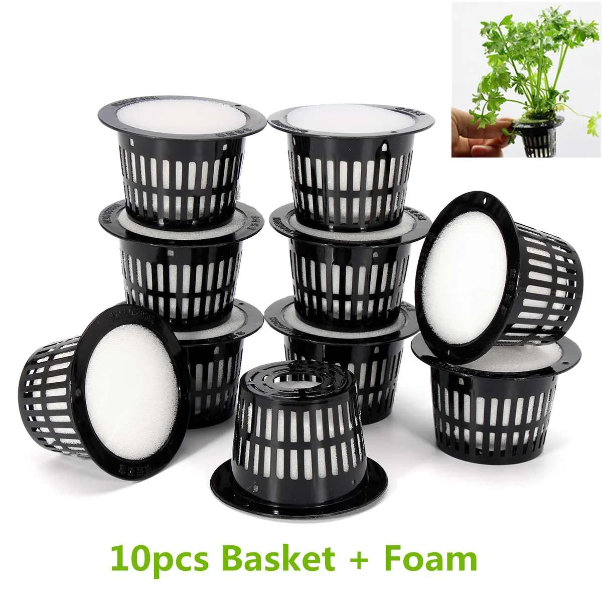 10Pcs Mesh Pot Net Cup Basket Hydroponic System Garden Plant Grow Vegetable Cloning Foam Insert Seed Germinate Nursery Pots