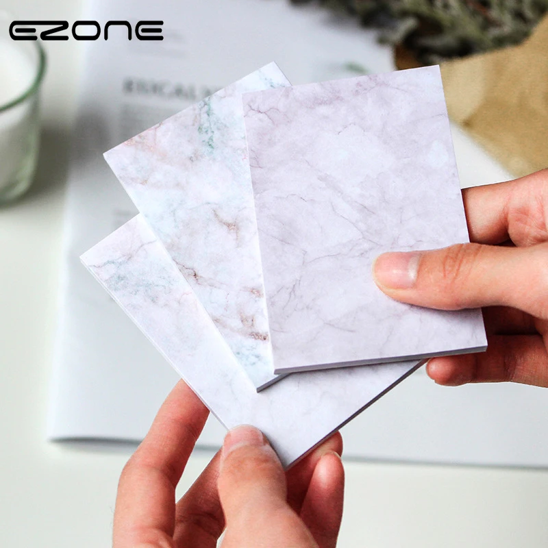

EZONE Marble Rectangle Sticky Note Self-Adhesive Square Memo Pad Sticker Note Bookmark Notepad Practical Student Office Note Pad