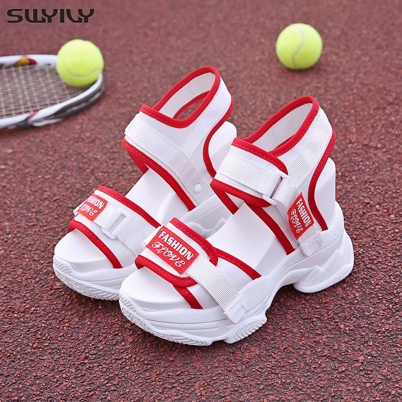 SWYIVY Red Shoes Chunky Sandals Woman White Summer Shoes For Women Platform Sandal 2019 Inreased Casual Sandals Espadrille SWYIVY Red Shoes Chunky Sandals Woman White Summer Shoes For Women Platform Sandal 2019 Inreased Casual Sandals Espadrille