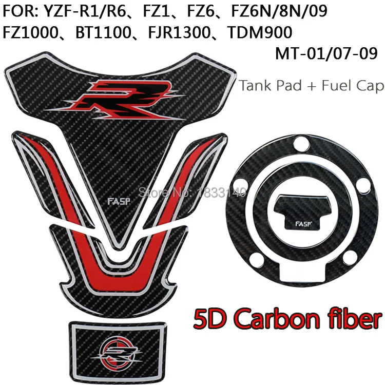 Наклейка на бак для мотоциклов, наклейки 5D, накладка из настоящего углеродного волокна, Защитная крышка для бензобака, наклейка на бак, подходит для Yamaha YZF R1 R6 FZ1 FZ8 FZ6 FJR130