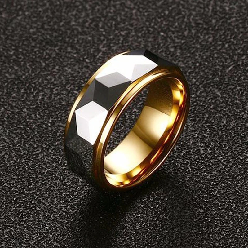 Faceted mens wedding band Clearance