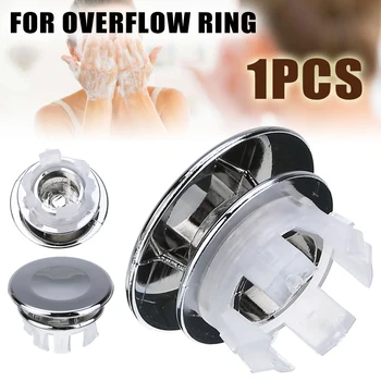 

1pc New Silver ABS Basin Sink Plug Hole Round Overflow Ring Cover Insert Replacement Hollow Ring Accessories