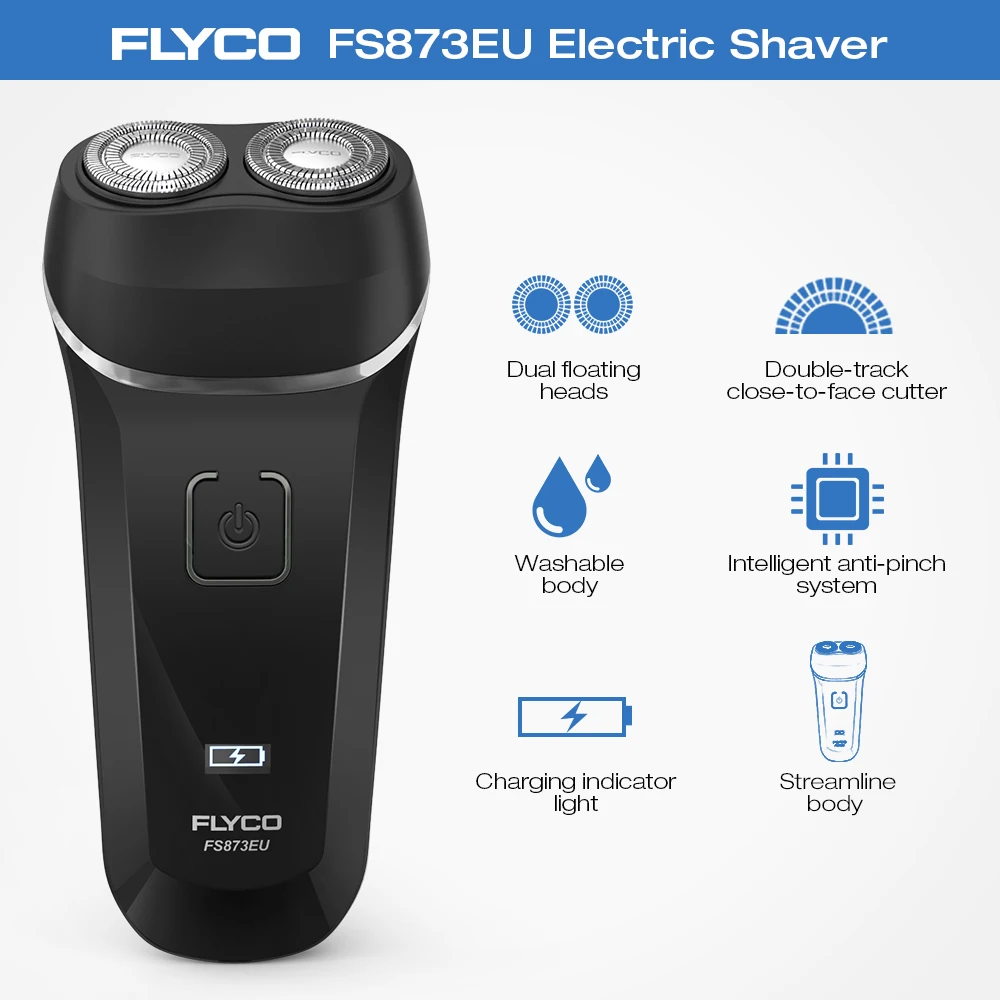 FLYCO FS873 перезаряжаемая Бритва для электробритва для мужчин, моющийся триммер для бороды, умный станок для бритья с защитой от пережима