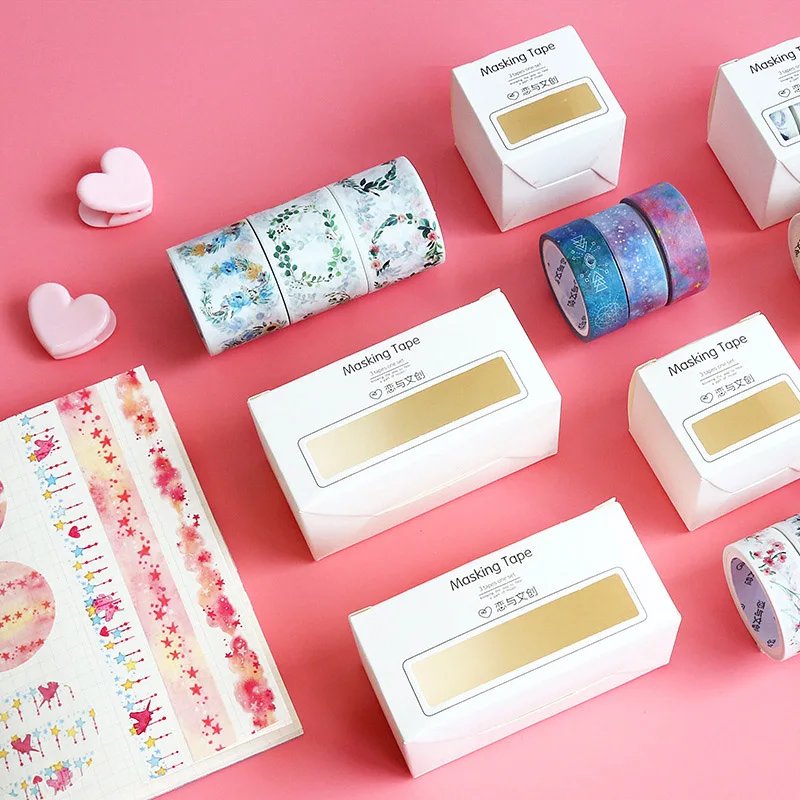 

3Pcs/Set Flower Washi Tape Set Kawaii Unicorn Masking Tape Decorative Adhesive Tape For Kids Scrapbooking Diary Photos Albums
