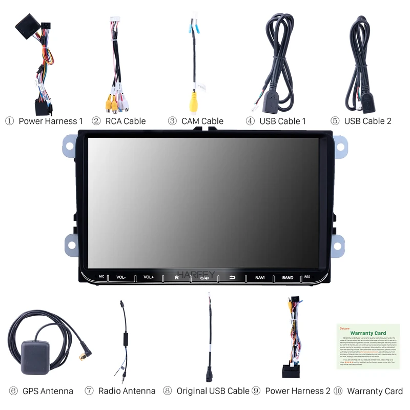 Автомагнитола Harfey 9 дюймов для VW Volkswagen Golf Polo Tiguan Passa MK5 MK6 Jetta Touran Android 8 1