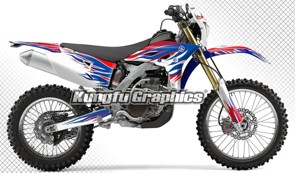 red white and blue dirt bike
