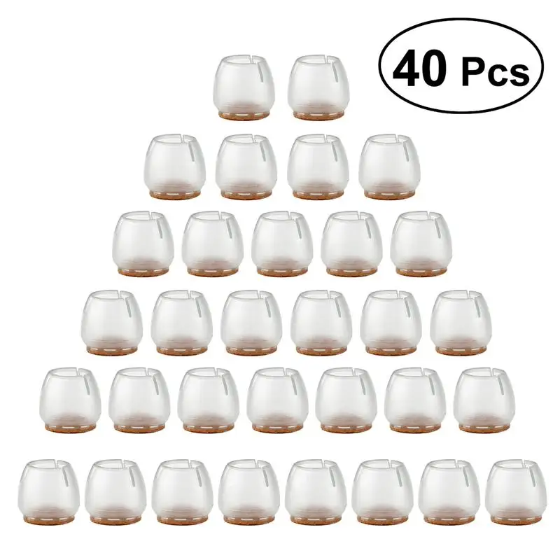 

40pcs Transparent Durable PVC Non-slip Chair Feet Pads Leg Caps Table Furnitue Mats Covers for 25-29MM Round Legs
