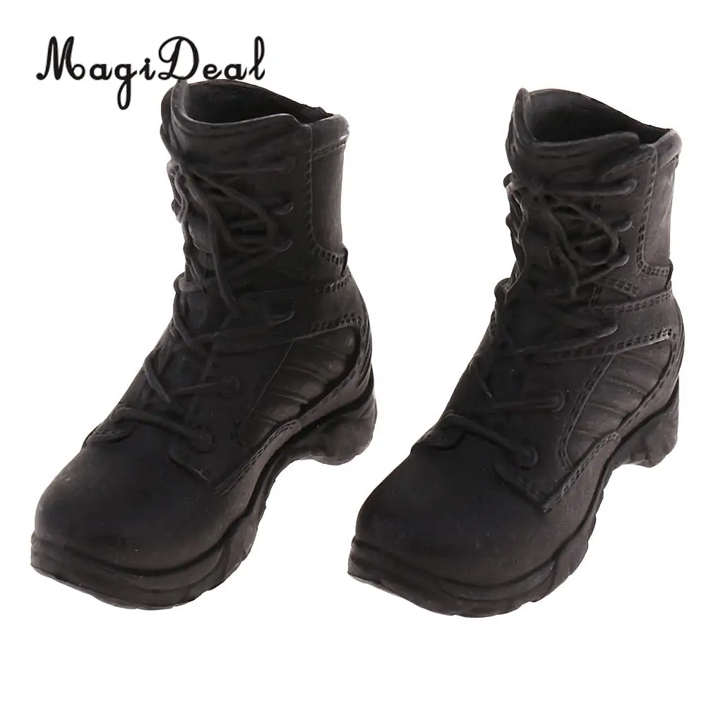 Black Military Combat Boots Shoes 1//6 Scale for 12/" Hot Toys Action Figure