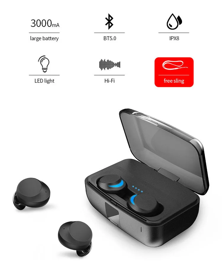 C3 TWS наушники Bluetooth свободные руки беспроводные 3000 мАч HiFi BT5.0 IPX8 водонепроницаемые