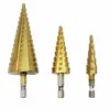 3pc Hss Step Cone Taper drill bit for metal Plastic Hole Cutter Metric 4-12/20/32mm 1/4