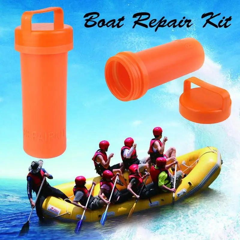 PVC طقم تصليح دلو الحاويات ل نفخ كاياك التجديف قوارب أجزاء إمدادات الملحقات الصغيرة قارب طقم تصليح البرتقال