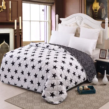 

100% microfiber fabric quilts/comforter black and white star printed duvets