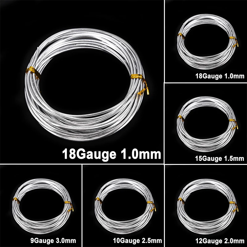 

1/1.5/2/2.5/3mm 5m Long Aluminum Craft Wire Materials DIY Jewelry Making Craft Silver Color
