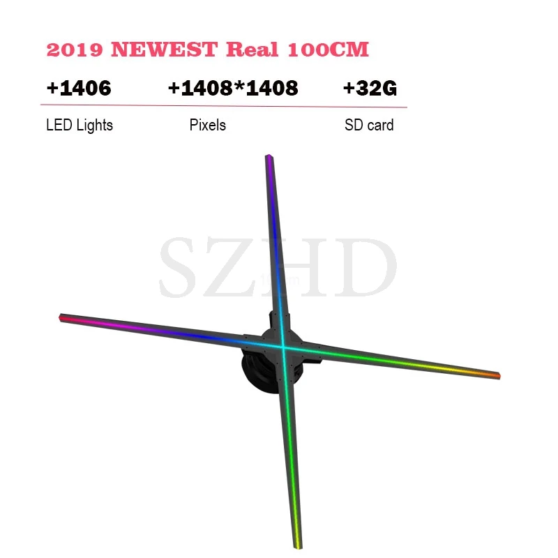 

100cm 32G most highest resolutioin 1408*1408 1406pcs leds hologram 3d led fan advertising holographic display