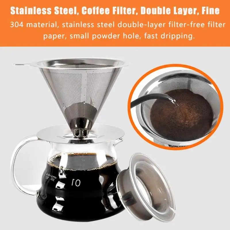 

Stainless Steel Coffee Filter Dripper Double Layer Mesh Coffee Filter Fine Drip Filters V60 Filter Cup Coffee Making Tools