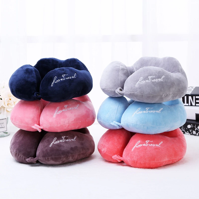 

Creative U-Shaped Travel Pillow Airplane Flight Car Cushion Neck Support Headrest Health Care with Nylon Storage Drawstring Bag