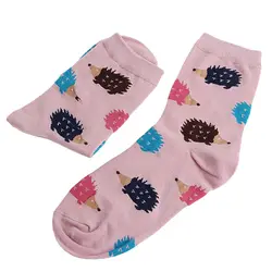 UK женские носки с ежиком, новинка, веселые зимние теплые носки с животными, подарки для девочек