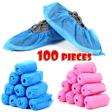 100 шт./упак. эластичные одноразовые пластиковые Защитный чехол для обуви утолщенные водонепроницаемые ботинки одноразовые бахилы домашняя обувь