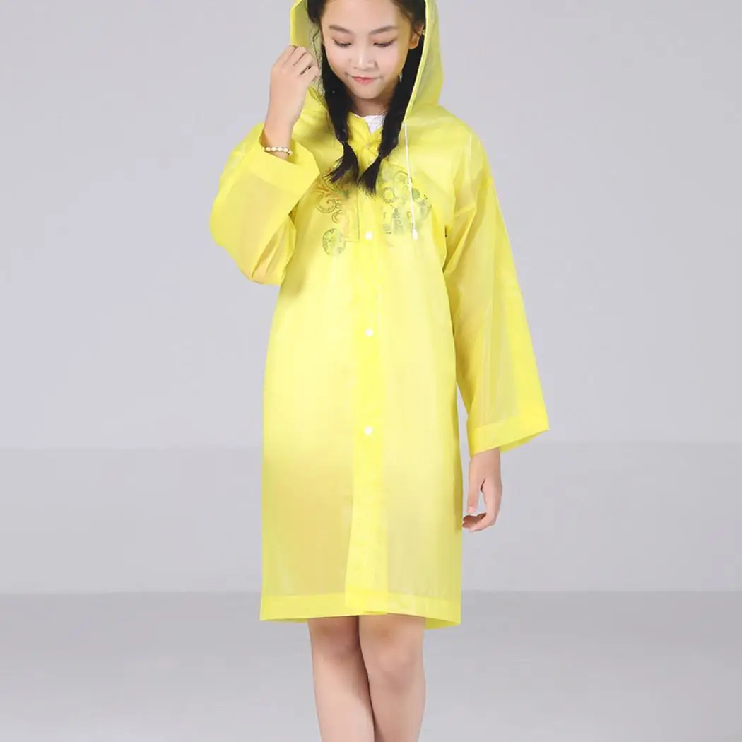 

Children Casual Hooded Neck Long Sleeve All Season Solid Button Closure Raincoat