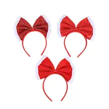 3 шт бант лента для волос милый блесток ободок Девушки Женщины красная лента для волос аксессуары для волос вечеринка на Хэллоуин косплей Рождество