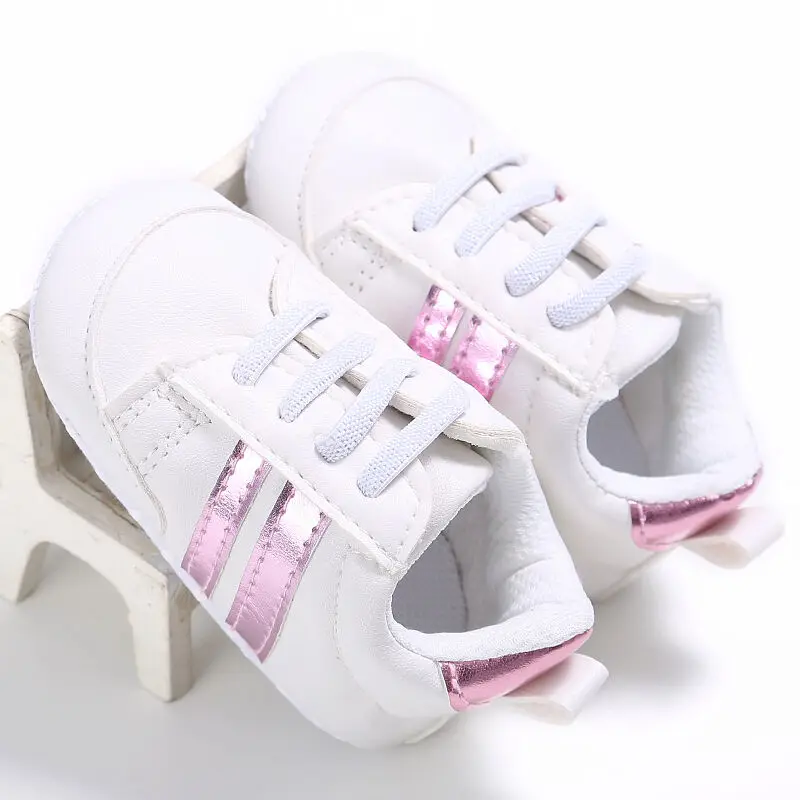 Kids Baby Unisex Crib Shoes Lace up Soft Sole Comfort PU Casual Prewalker Baby Shoes