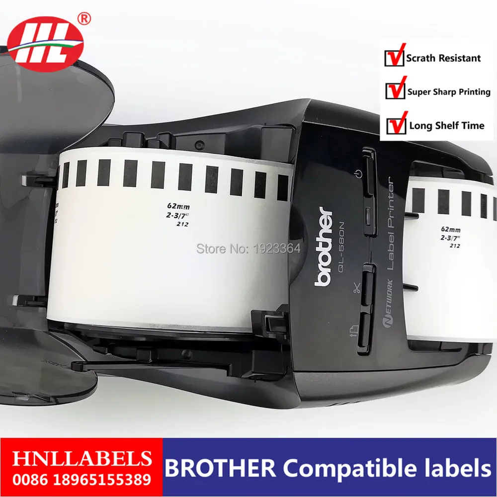 100x рулонные Совместимые Этикетки Brother DK 22212 62 мм x 15 24 м Dk этикетки Brother|Офисная