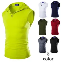 Майка для спортзала, Мужская Спортивная майка для бега, компрессионная мужская майка без рукавов, майка с капюшоном, тренировочный жилет