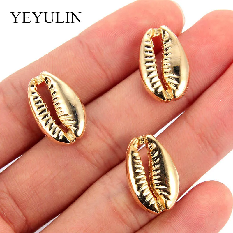 

10pcs Shinning Gold Color Sea Shell Charms Pendant For Women Men DIY Necklace Bracelet Jewelry Accessories Gifts