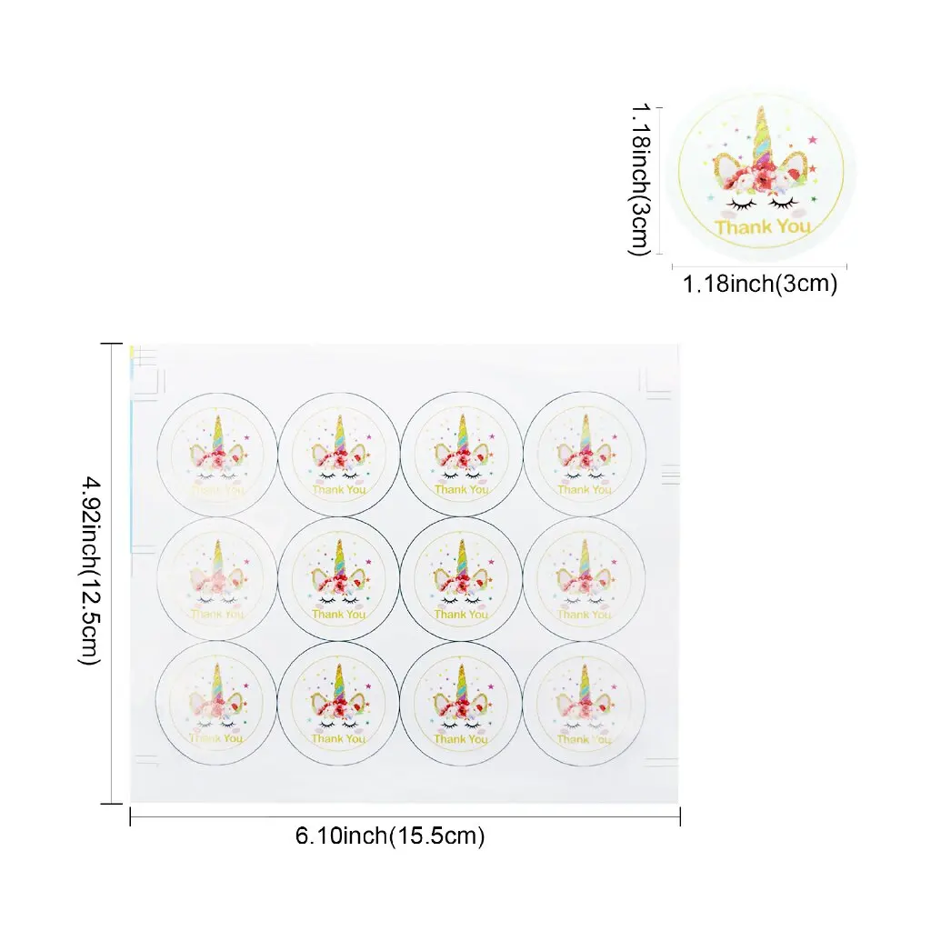 12 шт./лот Единорог наклейка печать этикетка Конфеты Шоколад Подарочная коробка для капкейков мешок для еды бутылка для воды вечерние украшения DIY наклейки для подарков