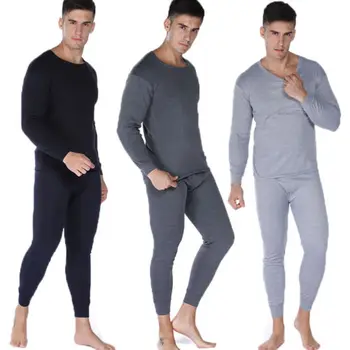 

Men 2Pcs Long Set Merino Wool Blend Thermal Underwear Black or Beige