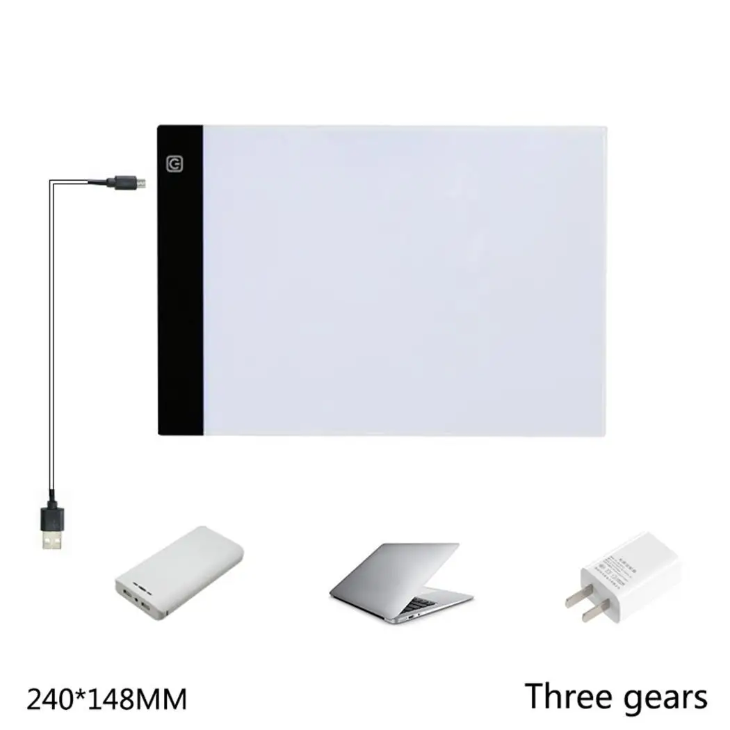 

Ultra-Thin Portable LED Copy Station Painting As Picture Board 5V Art 2.5W A4, 240 x 148mm 4 mm Tools