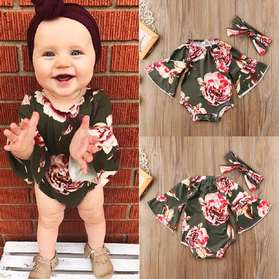 

Pudcoco Girl Clothes Newborn Toddler Baby Girl Clothes Floral Flower Romper Jumpsuit Outfits