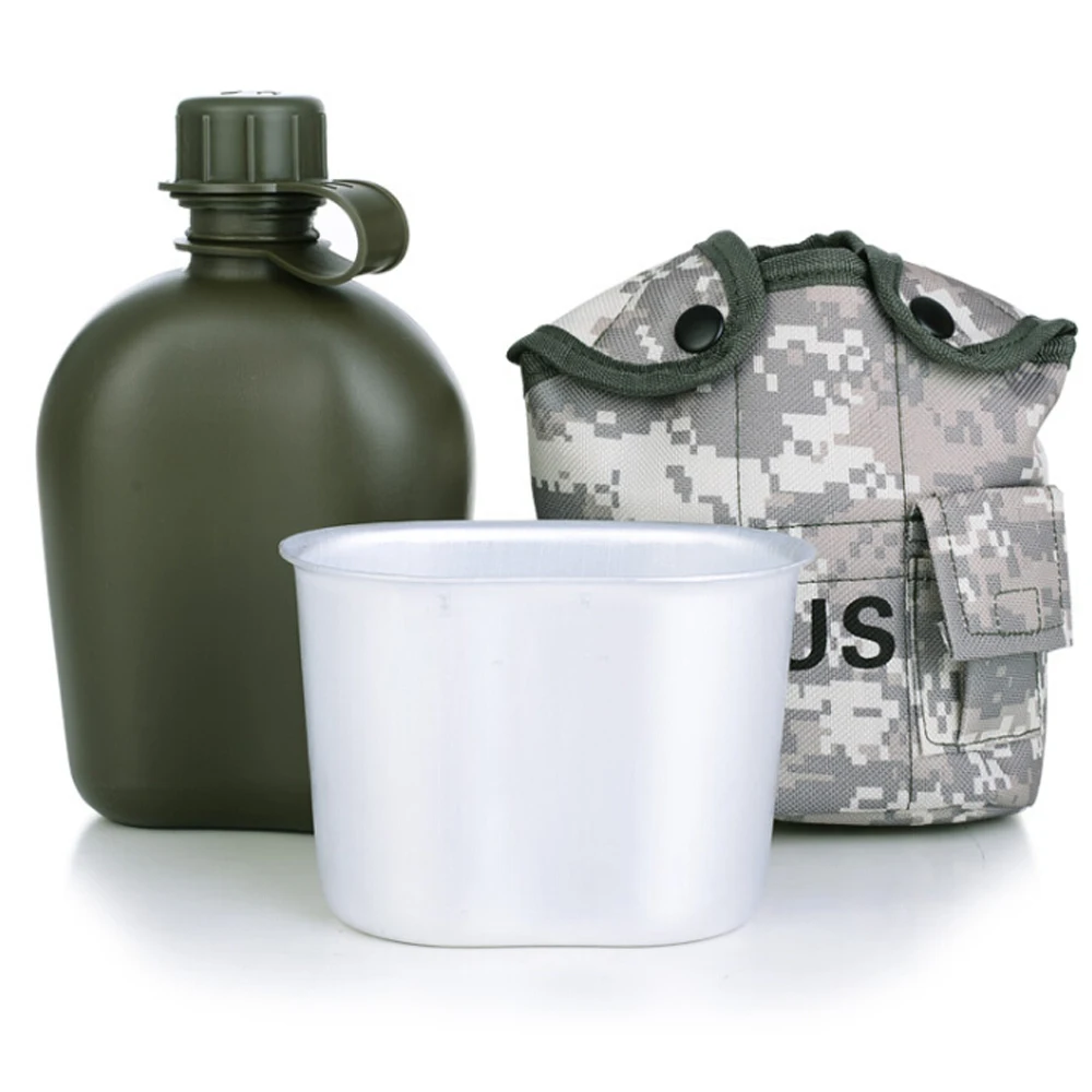 

Portable 1L Outdoor Miltary Cup Aluminum Canteen Water Bottle Nylon Canteen Cover Hiking Camping Kettle Water Bag