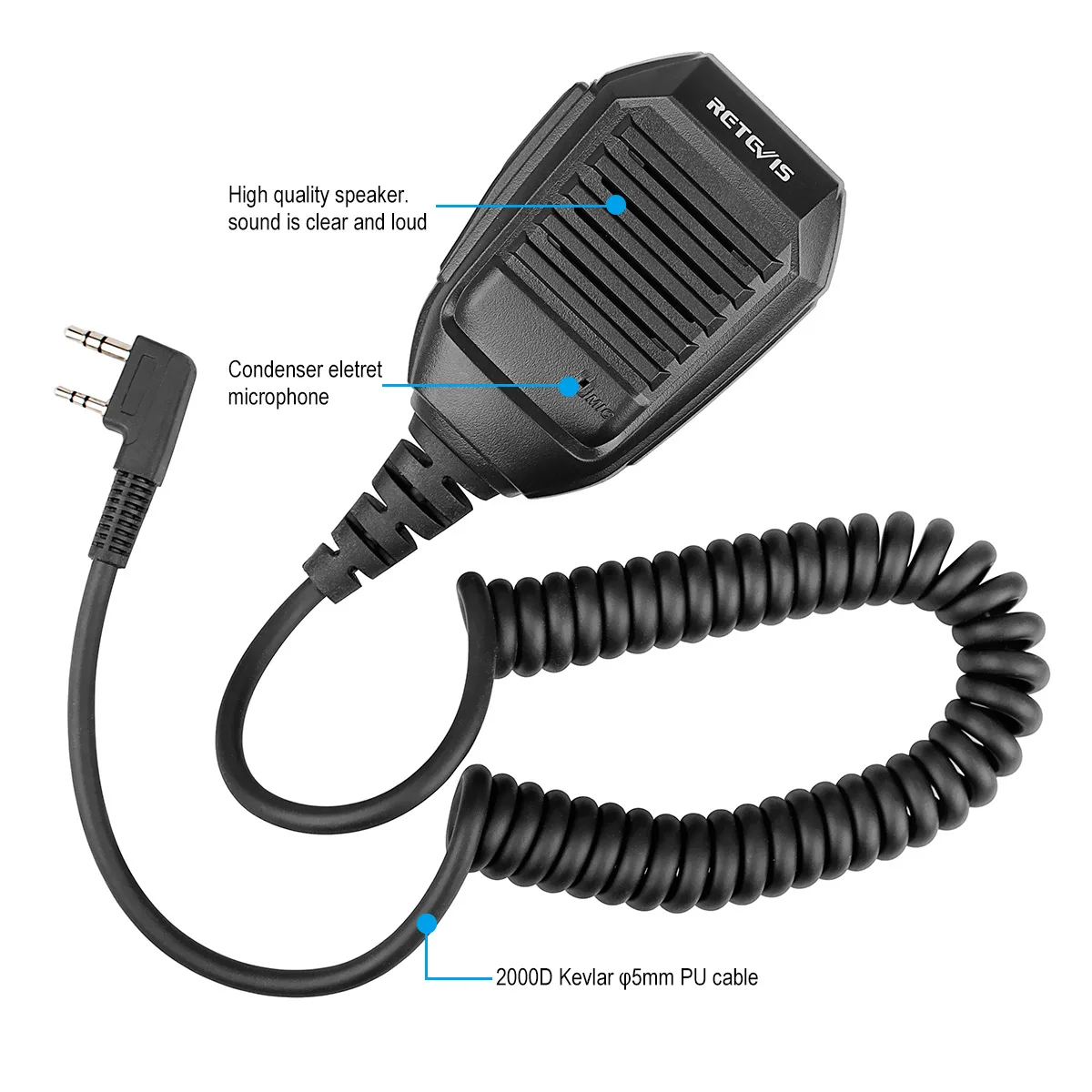 Retevis RS 113 2PIN дистанционного Динамик микрофон для Kenwood H777 RT22 RT24 RT3 Baofeng UV 5R иди и