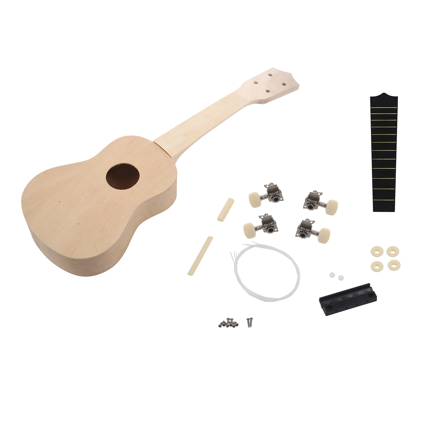 21inch White Wooden DIY Ukulele Kits Soprano Hawaiian Guitar Uke Kit