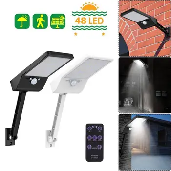 

48 LED Solar Light Dimming Motion Sensor Waterproof Garden Lamp with Remote Control Rotation Bracket Security Wall Lamp