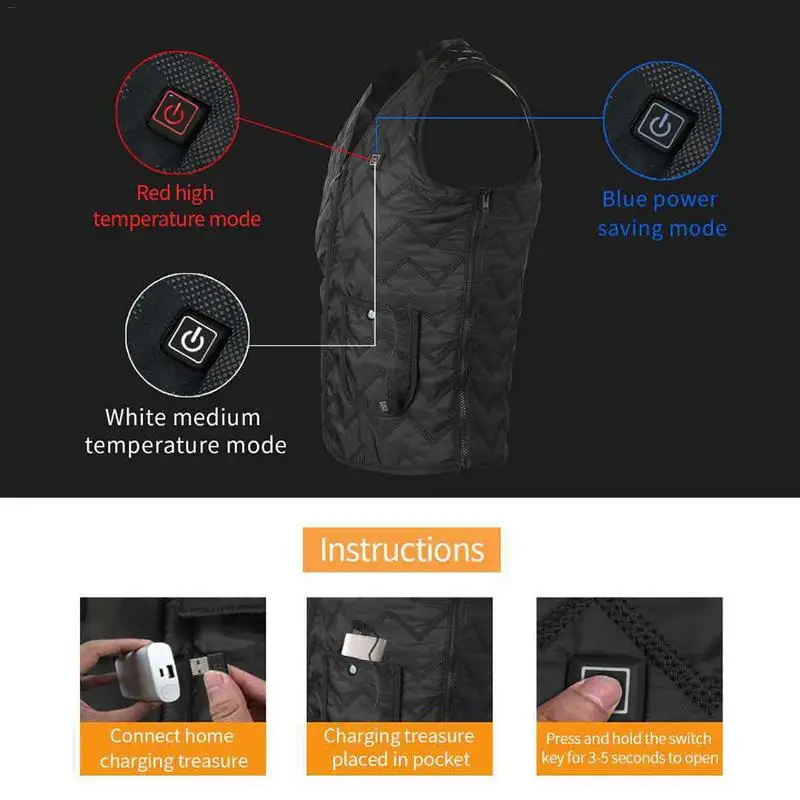 Smart Clothing Exothermic Heating Vest Three-Speed Temperature Control Adjustable Electric Vest Win