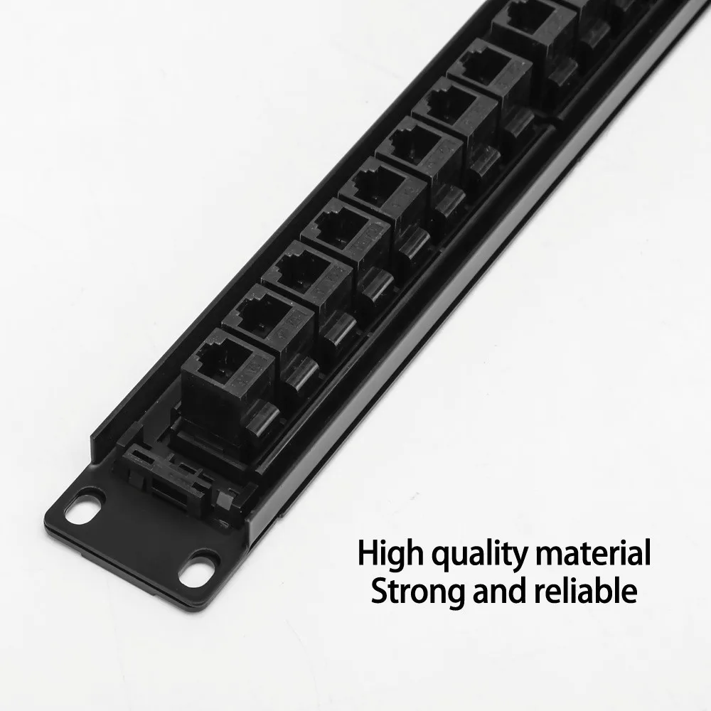 19inch 1U Cabinet Rack Pass through 24 Port CAT6 Patch Panel RJ45 Network Cable Adapter Keystone 5