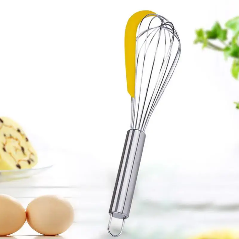 

Food Silicone Stainless Steel Egg Beater Multi-function Mixing Scraper Baking Equipment Mixer Scraper Wire Whisk