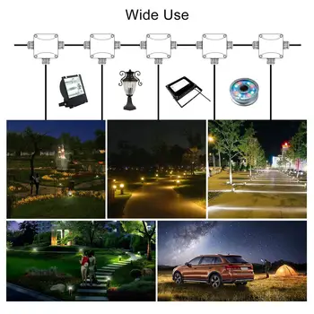 

BHTS-Junction Box Cable Connector, 6PCS Larger 3-way Outdoor Light Connector IP68 Waterproof- Black Electrical External Couple